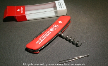 Schweizer Taschenmesser SWIZA D03, Ausgabe für das Eisenbahn Museum in Vallorbe, rot, neu und originalverpackt